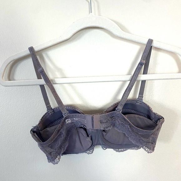 Adore me cute lace balconette bra 34b push up multi-way straps smoky grey - Picture 5 of 9